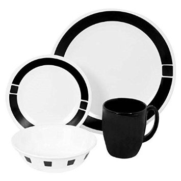 Corelle Livingware 16-Piece Dinnerware Set, Urban Black, Service for 4