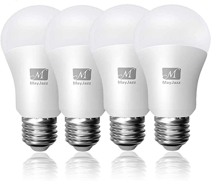 MayJazz A19 4 Pack LED Light Bulbs,5000k Daylight 15W (100W Equivalent) 1600Lumen E26 Medium Screw Base Bulb
