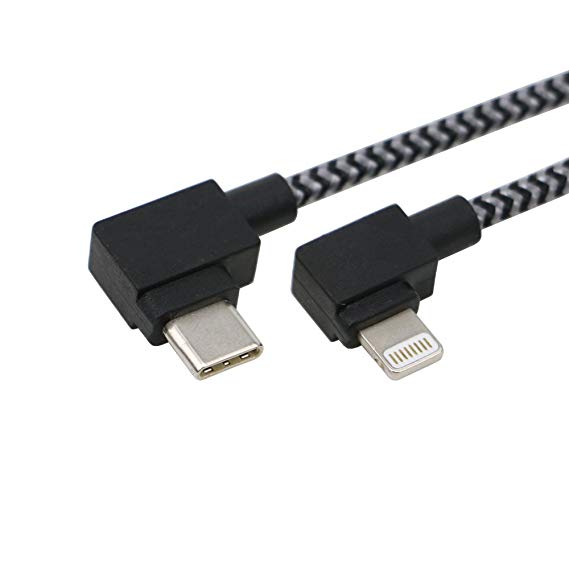 Micord 3ft 90 Degree Right Angel Charging Data Cable Compatible with Cell Phone X 8 8 Plus 7 Plus 6 6s Plus 5 5s Connect to USB Type C Smart Phone PC or Other Devices(Black)