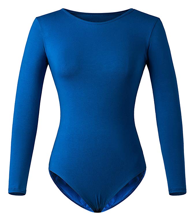 MOLLDAN Women ’s Long Sleeve Bodysuits Adult Basic Crew Neck Baselayer with Snaps