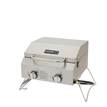 2-Burner Portable Quick And Easy Assembly Propane Gas Table Top Grill in Stainless Steel