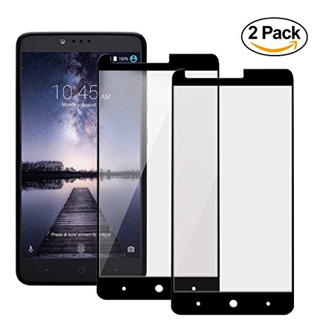 [2 Packs]ZTE ZMAX Pro Screen Protector ,Bomxy Tempered Glass Full Screen Coverage Protector ,Anti-Scratch,Bubble Free, Lifetime Replacement Warranty (Black)