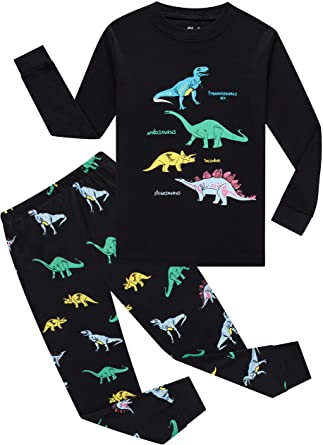 Children Pajamas Boys Glow in Dark Dinosaur Pj Cotton Sleepwear Set Toddler Kids Clothes