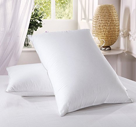 Luxury Duck Feather Pillows 2 pack, Large & Comfortable Hotel Quality 100% Cotton Highliving ®