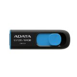 ADATA UV128 64 GB High-Speed USB 30 Capless USB Flash Drive Black Blue AUV128-64G-RBE