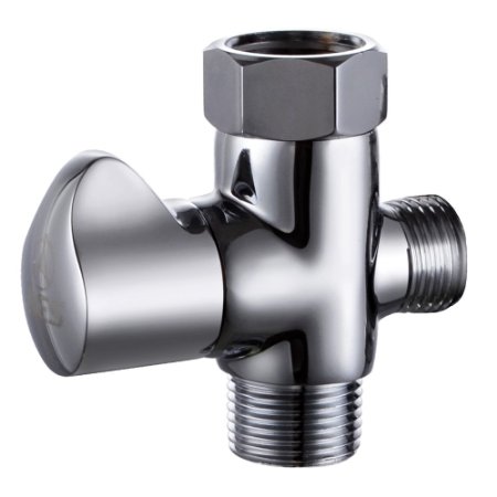 KES SOLID Brass T-adapter with Shut-off Valve 3-way Tee Connector for Handheld Bidet 1516 and 12 IPS Polished Chrome K1018