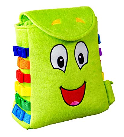 BUCKLE TOY "Buddy" Backpack - Toddler Early Learning Basic Life Skills Children's Plush Travel Activity