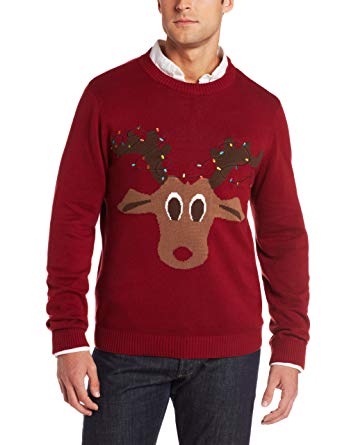 Alex Stevens Men's Reindeer Lights Ugly Christmas Sweater