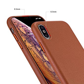 iPhone x Case iPhone Xs Case Rejazz Anti-Scratch iPhone x Cover iPhone Xs Cover Genuine Leather Apple iPhone Cases for iPhone x/xs (5.8 Inch)(Brown)