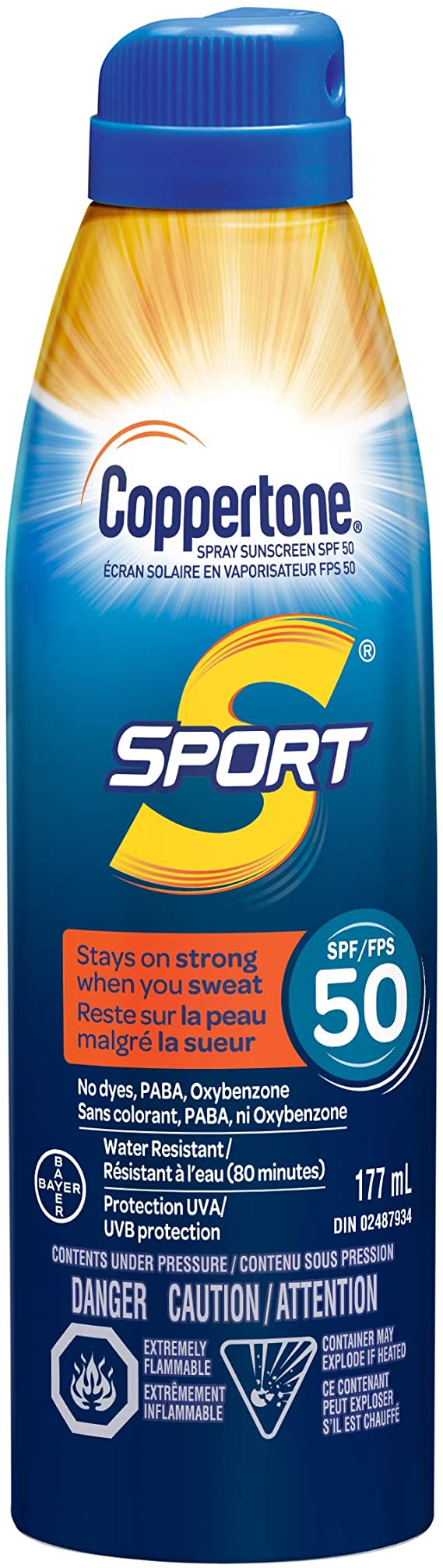 Coppertone Sport Continuous Spray Sunscreen Spf 50 for Broad Spectrum Protection Against Uva/uvb Rays for Active Adults, 177ml