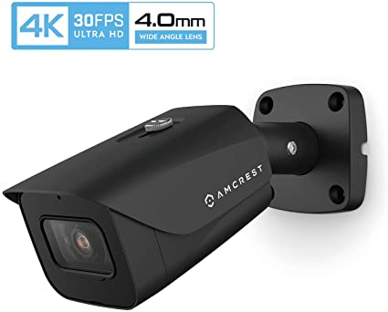 Amcrest 4K POE Camera 30fps UltraHD 8MP Outdoor Bullet PoE IP Camera, 164ft Night Vision, 4.0mm Narrower Lens, 87° Viewing Angle, IP67 Weatherproof, 4K (3840x2160) @30fps, Black (IP8M-2597EB-4MM)