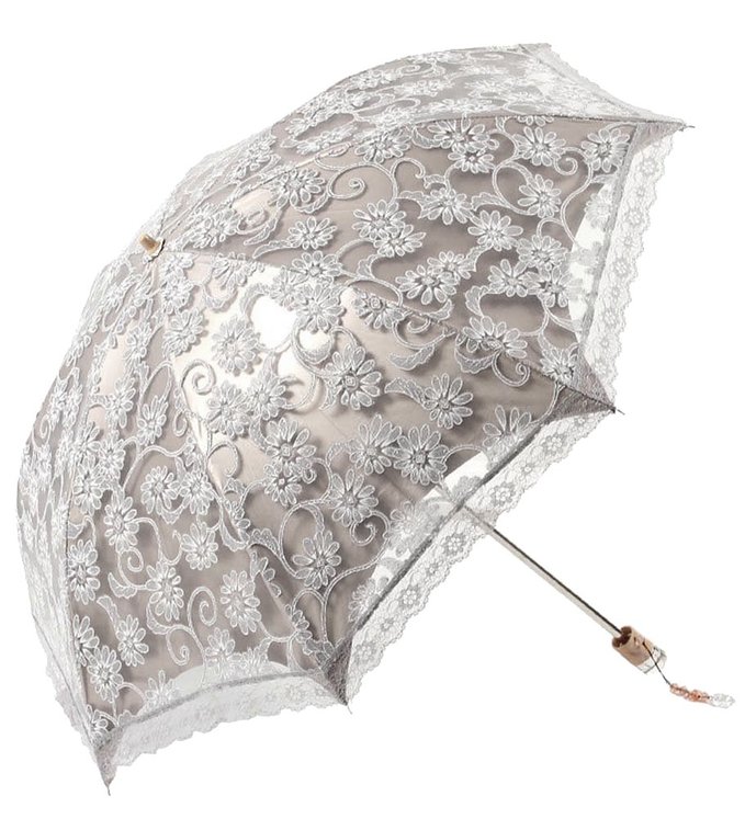 Honeystore Lace Travel Parasol Twice Folding Anti-uv Sunshade Windproof Umbrella