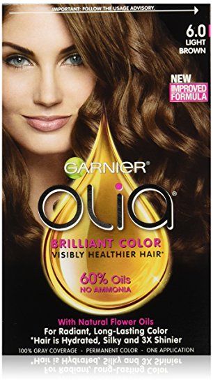 Garnier Olia Oil Powered Permanent Hair Color, 6.0 Light Brown (Packaging May Vary)