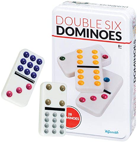 Double 6 Color Dot Dominoes in Tin