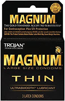 TROJAN Magnum Thin Lubricated Condoms, 3 Count