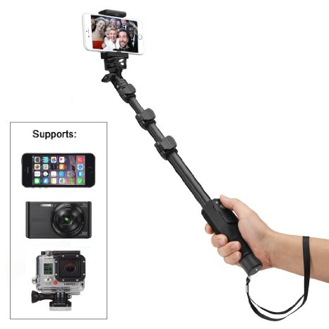 Accmor 50-Inch Extendable Handheld Monopod with Bluetooth Remote Shutter Button on Stick for iOS, Android Devices, Camera & POV Camera