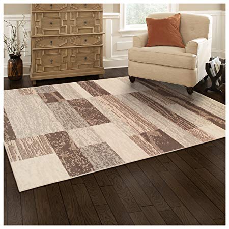 Superior Modern Rockwood Collection Area Rug, 8mm Pile Height with Jute Backing, Textured Geometric Brick Design, Anti-Static, Water-Repellent Rugs - Slate, 8' x 10' Rug