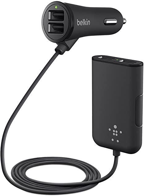 Belkin F8M935bt06-BLK Road Rockstar: 4 Port USB Backseat Car Charger Black