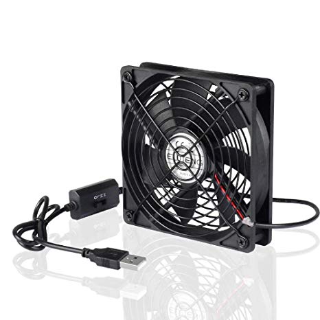 ELUTENG 120mm Fan 5V with L/M/H 3-Degree Speed Switch Portable Home Office USB Fans 1500 RPM Metal USB Powered Cooling Fan for Laptop/TV Box/AV cabint/PS4/Router