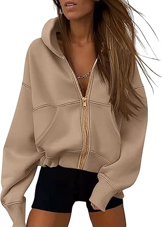 PRETTYGARDEN Women's Zip Up Hoodie Sweatshirt Y2K Fall Fashion Clothes Long Sleeve Loose Fit Pockets Casual Trendy Jacket