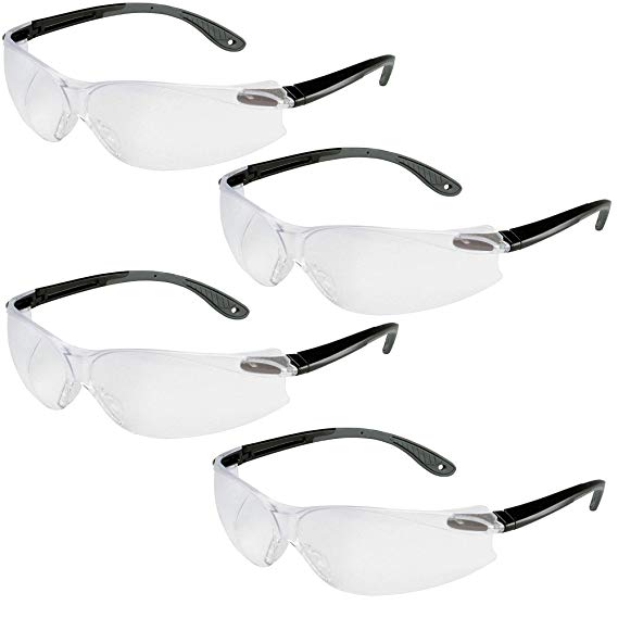 3M Virtua V4 Anti-Fog Safety Glasses, Black Frame, Clear Lens, 4 PACK