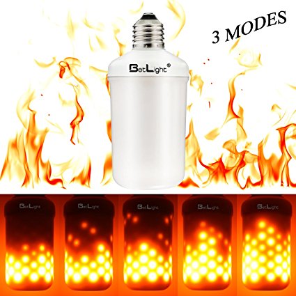 BetLight Flame Bulb- E26 Standard Base LED Flame Effect Light Bulbs,Fire Flickering Bulb for Christmas/ Outdoor Garden/ Hotel/ Bars/ Home Decoration (3 Modes Flame Fire Down)