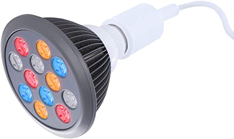 LED Light Photon Therapy Bulb by Hooga. 4 in 1 Beauty Device for Face, Body, Skin Rejuvenation. Photodynamic Multi Color Wavelengths. Blue 460nm, Yellow 580nm, Red 660nm, Near Infrared 850nm.