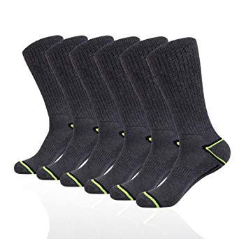JOYNÉE Men's 6 Pack Athletic Performance Cushion Crew Socks for Running and Workout