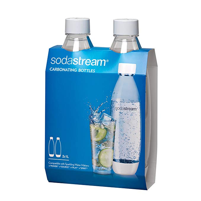 SodaStream 1L Slim White Carbonating Bottle Twin Pack