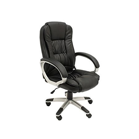 ALEKO® ALC2216BL High Back Office Chair Ergonomic Computer Desk Chair Black PU Leather