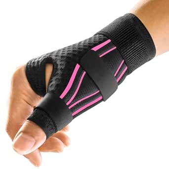 FREETOO Ergonomical Thumb Brace Right Hand or Left Hand for Arthritis Pain and Support, Thumb Splint for Trigger Thumb, Thumb Support for De Quervains Tenosynovitis, CMC Pain Relief (S/M Pink/Black)
