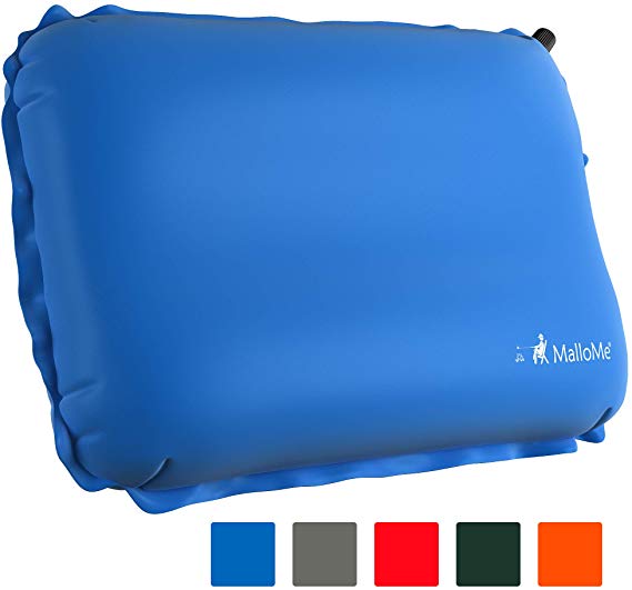 MalloMe Inflatable Camping Travel Pillow - Backpacking Camp Pillows for Sleeping Bag Pad - Small Mini Air Size Ultralight Inflating Compressible Compact Portable Gear Accessories Hiking