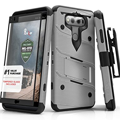 LG V20 Case, Zizo [Bolt Series] with FREE [LG V20 Screen Protector] Kickstand [Military Grade Drop Tested] Holster Belt Clip - Case for LG V20