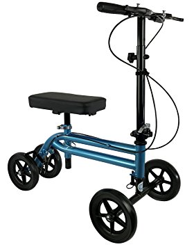NEW KneeRover Economy Knee Scooter Steerable Knee Walker Crutch Alternative with DUAL BRAKING SYSTEM in Metallic Blue
