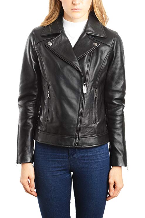REED EST. 1950 Women's Jacket Genuine Lambskin Leather Biker Fashion Coat