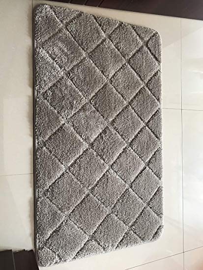 YOUKADA Bath Mat Coffee Bathroom Rug Soft Shag Bedroom Mat Water Absorbent Microfiber No Toxic Carpet Non-Slip Rubber, 20" x 32"