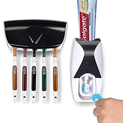 Flytaker Toothbrush Holder Toothpaste Squeezer Kit Wall Mounted with Automatic Toothpaste Dispenser