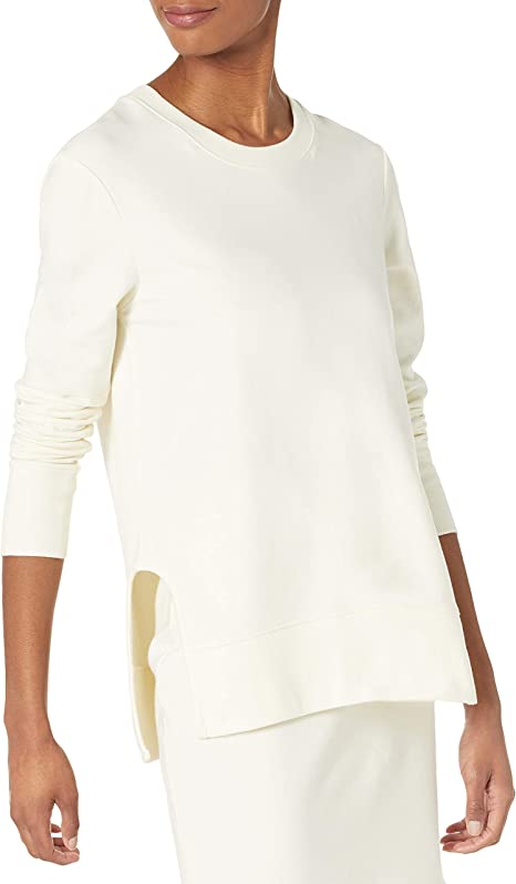 Daily Ritual Womens Terry Cotton and Modal Pullover with Side Cutouts