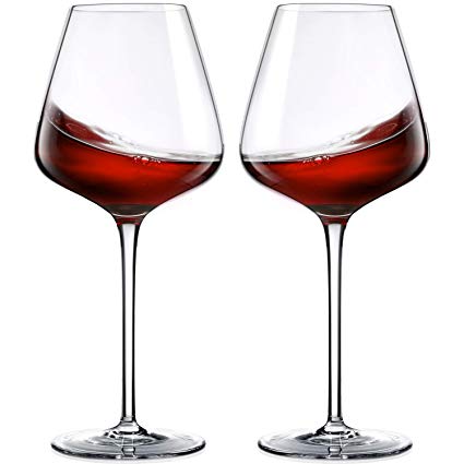 Crystal Red Wine Glasses Set of 2,Hand Blown Wine Glasses Clear-100% Pure Lead Free Finest Crystal,21 Oz,Long Stemmed-Best for Wine Tasting, Birthday, Anniversary or Wedding Gifts