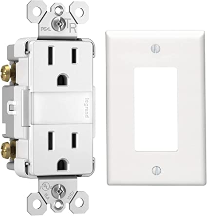 Legrand radiant Adjustable LED Night Light Outlet, White, NTL885TRWCC6 1.6W x 2.75H & Leviton 80601-W 1-Gang Decora/GFCI Device Wallplate, Midway Size, Thermoset, Device Mount, White