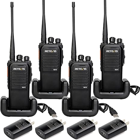 Retevis RB75 Heavy Duty Walkie Talkies, 4500mAh Battery, 5W GMRS Radio, USB Charging, Waterproof Two Way Radio for Construction Jobsite Logistics(4 Pack)