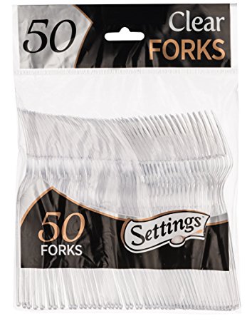 Settings Clear Plastic Cutlery Disposable Forks 50 Party Forks Per Package
