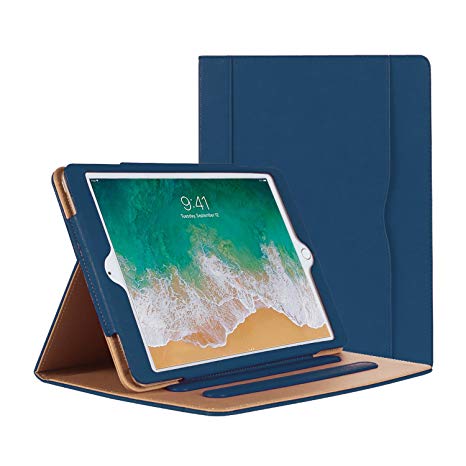 New iPad 9.7 inch 2017/2018 Cases - Stand Folio Soft Leather Wallet Smart Cover Case 2018/2017 Apple iPad 9.7 inch, Also Fit iPad Air 2/iPad Air (Navy Blue)