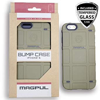 Apple iPhone 6/6s 4.7" Case, Magpul® Industries Bump MAG486 Case Cover Polymer Retail Packaging for Apple iPhone 6/6s 4.7"   Tempered Glass Screen Protector (Flat Dark Earth)