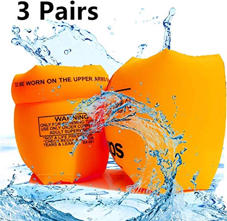 HomeGoal 3 Pairs Floaties Inflatable Swim Arm Bands Floatation Sleeves Swimming Rings Floats Tube Armlets for Kids and Adult