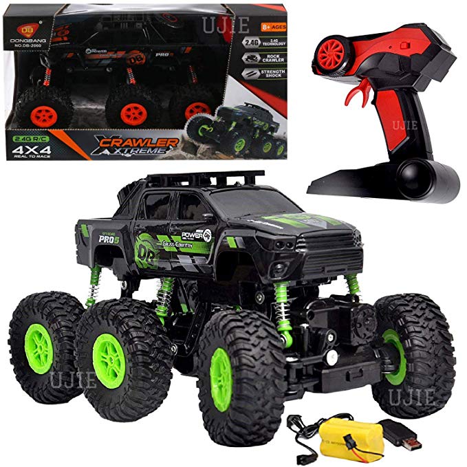 UJIE® 1:18 Scale 6 Wheels 2.4GHz High Speed 4WD Remote Control Rock Crawler Car (Green)