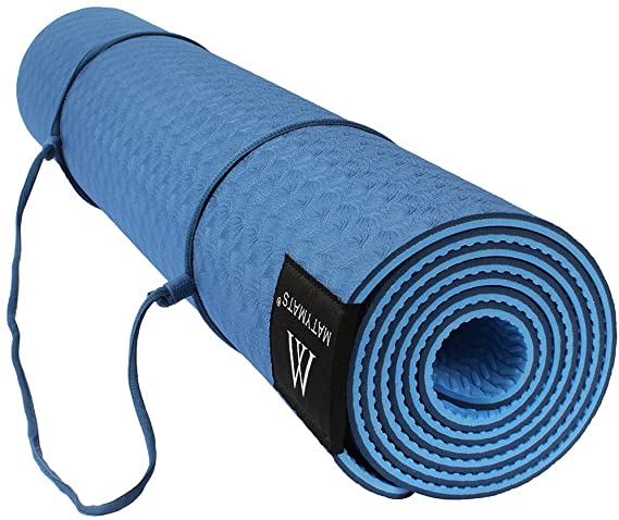 Matymats Non Slip Yoga Mats - 100% TPE High Density Yoga Mats with Carrying Strap 72” X 24”