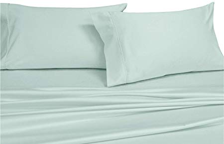 Royal Hotel Solid Sea 550-Thread-Count Super-Deep 4pc Queen Bed Sheet Set 100% Combed Cotton, Sateen Solid, Extra Deep Pocket