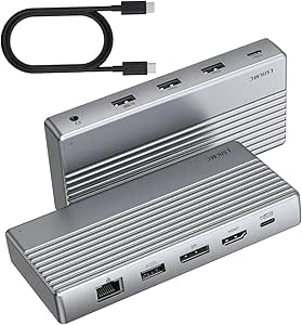 Laptop Docking Station Dual Monitor 4K@60Hz, USB C Dock(10-in-1) with HDMI 4k, DP(4K@144Hz), 100W PD, Ethernet, 4USB, SD/TF Card, Multi-Port USB c hub for HP/Dell/Surface/MacBook/Lenovo Laptops