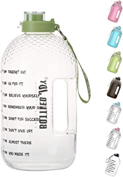 BOTTLED JOY 1 Gallon Water Bottle, BPA Free Large Water Bottle Hydration with Motivational Time Marker Reminder Leak-Proof Drinking Big Water Jug for Camping Sports Workouts and Outdoor Activity